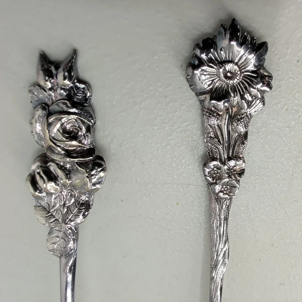 Reed & Barton Silverplate Floral Serving Set 5pc Harlequin Condiment Set of 5